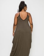 Plus Size Spaghetti Strap Harem Dress Olive